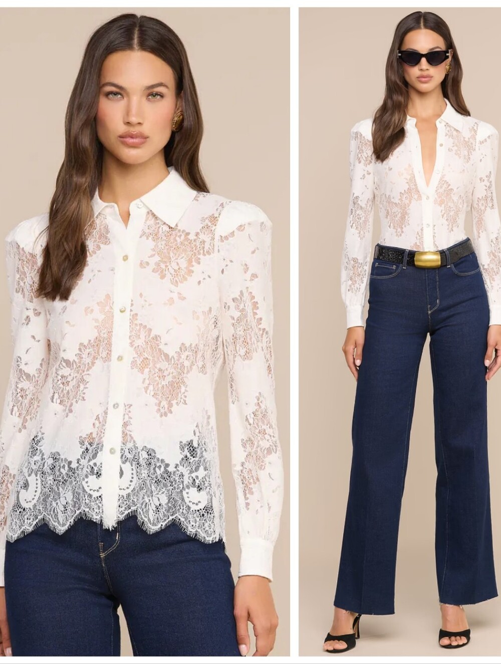 L'AGENCE $375 Jenica Floral Lace Blouse Ivory Women's Small Petite Coquettegirl - Picture 4 of 12